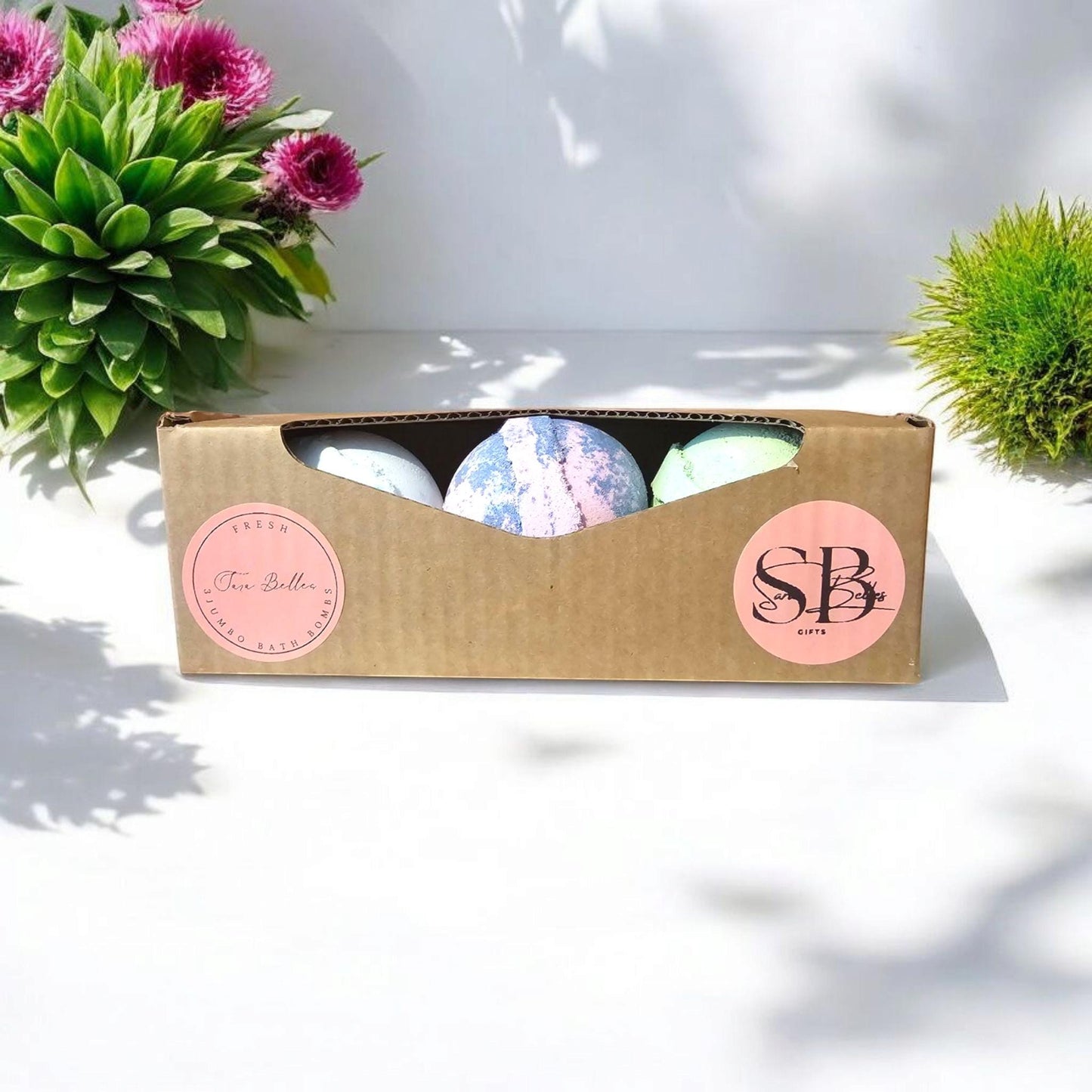 Sara Belles 3 Jumbo Bath Bomb Gift Set | The Fresh Collection | Vegan Friendly | Cruelty Free |