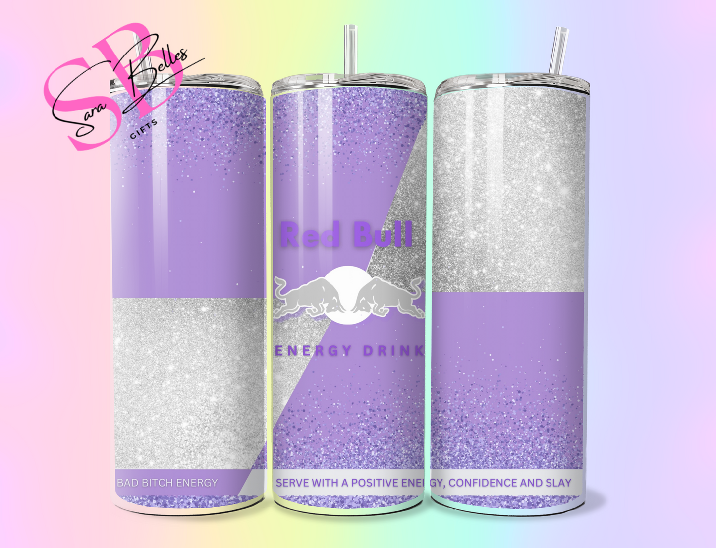 Red Bull Inspired 20oz Tumbler – Energy Drink Style Stainless Steel Tumbler with Lid & Straw – Multiple Designs Available