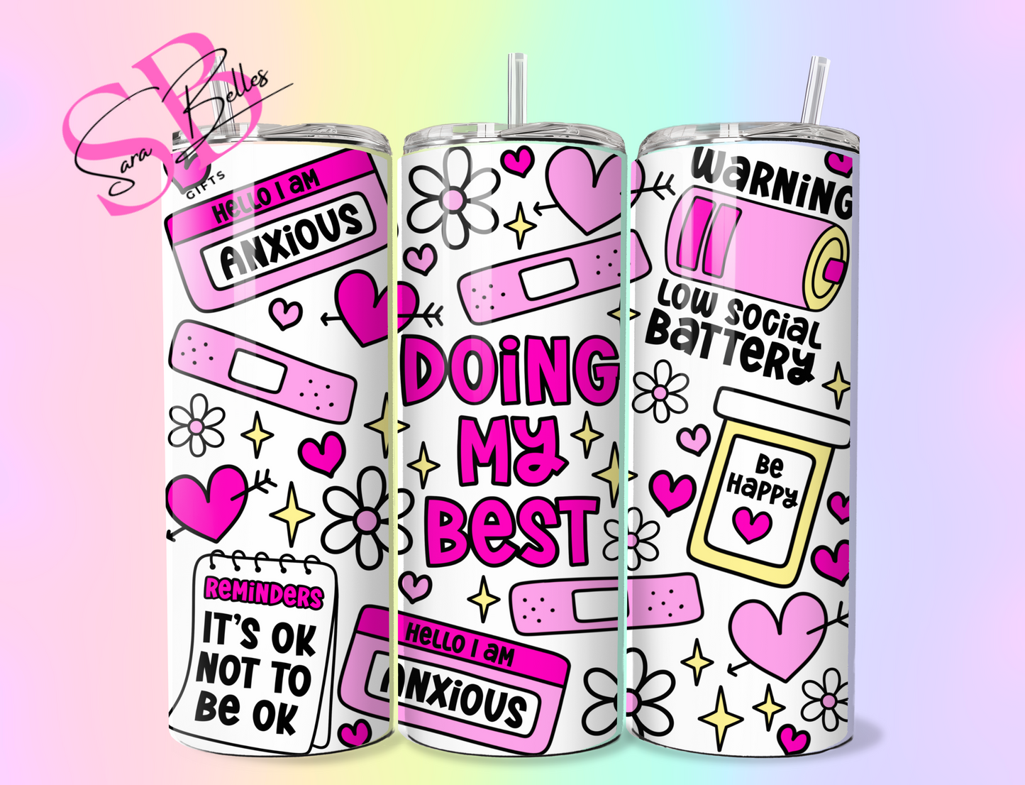 Doing My Best 20oz Tumbler – Motivational Quote Stainless Steel Cup with Lid & Straw