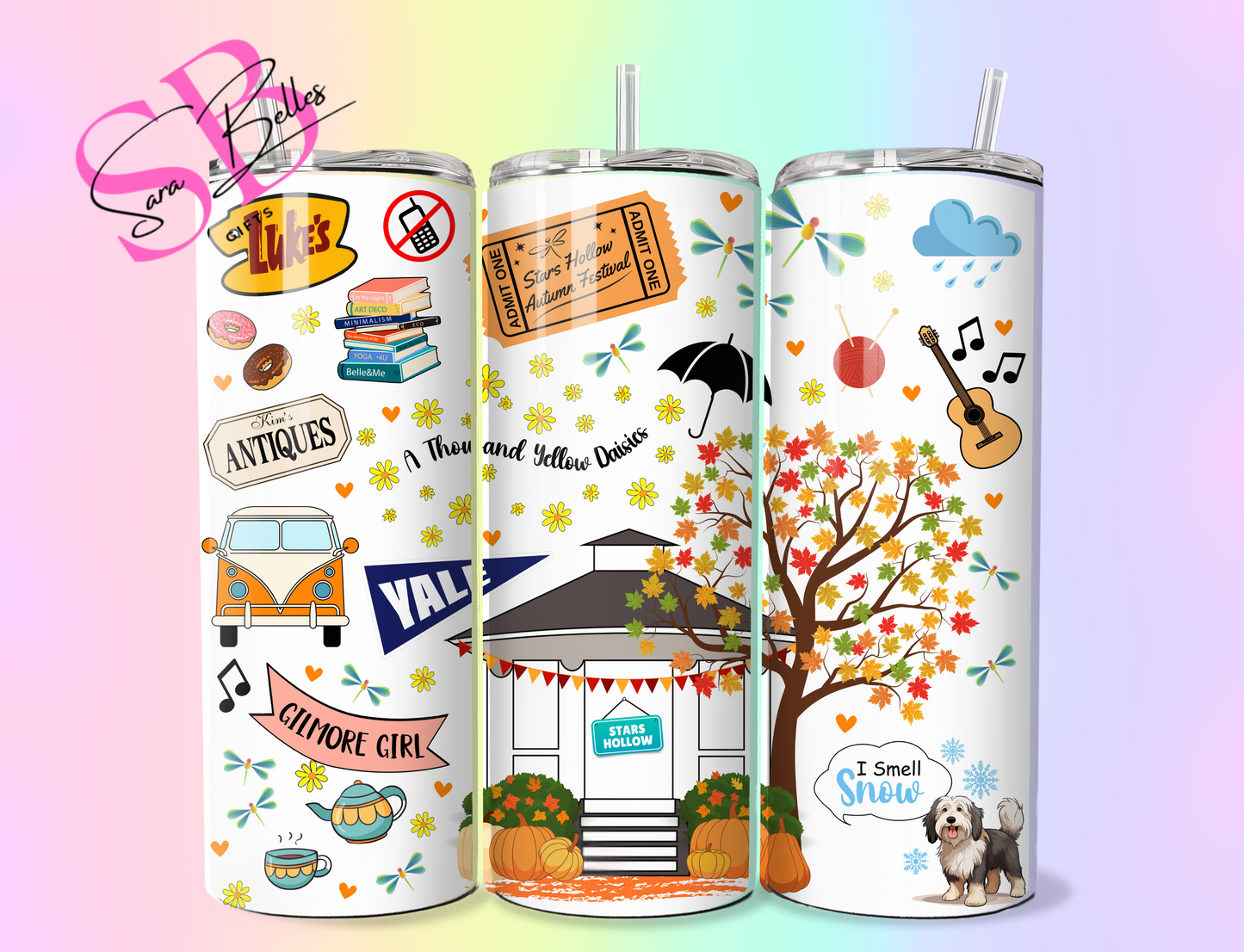 Gilmore Girls Inspired 20oz Tumbler – Stars Hollow Coffee Lover Stainless Steel Cup with Straw & Lid