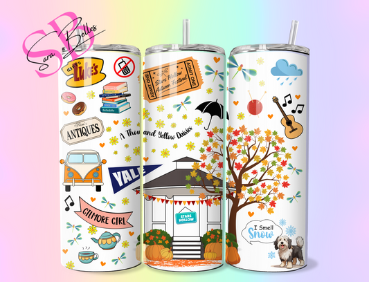 Gilmore Girls Inspired 20oz Tumbler – Stars Hollow Coffee Lover Stainless Steel Cup with Straw & Lid