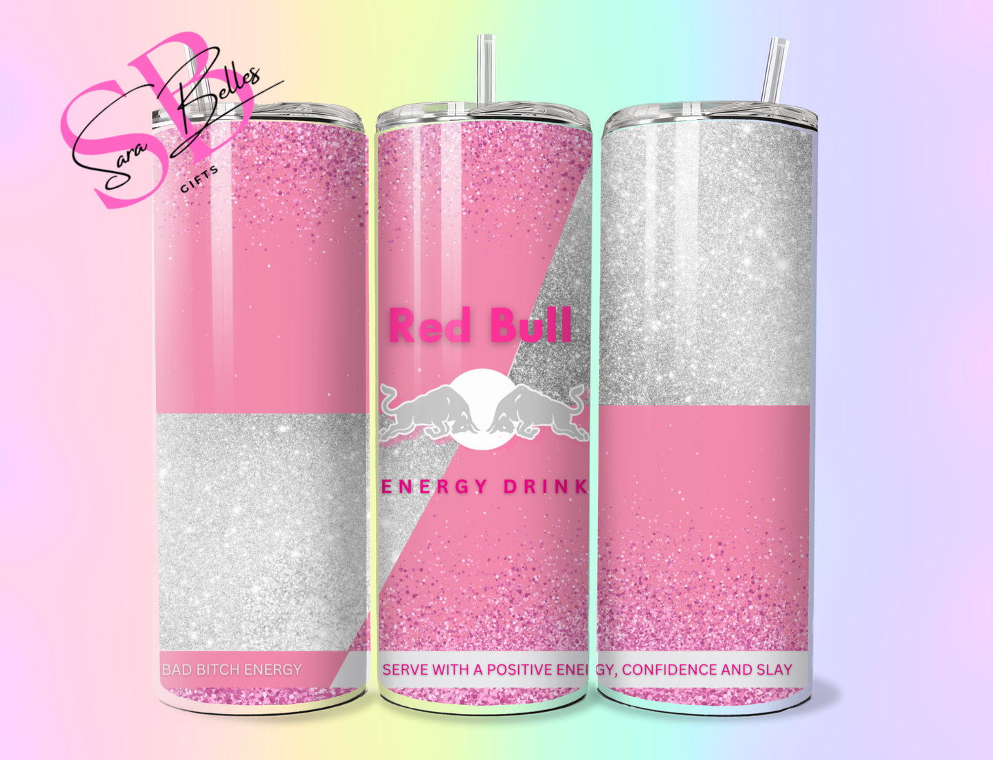 Red Bull Inspired 20oz Tumbler – Energy Drink Style Stainless Steel Tumbler with Lid & Straw – Multiple Designs Available