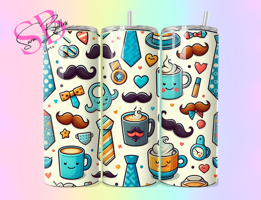 Coffee & Ties 20oz Tumbler – Cute Father’s Day Gift with Lid & Straw for Dad