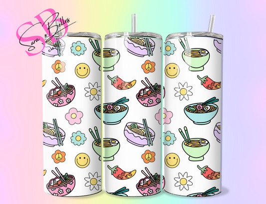 Ramen Noodles 20oz Tumbler – Cute Funny Stainless Steel Cup with Chopsticks & Noodle Design
