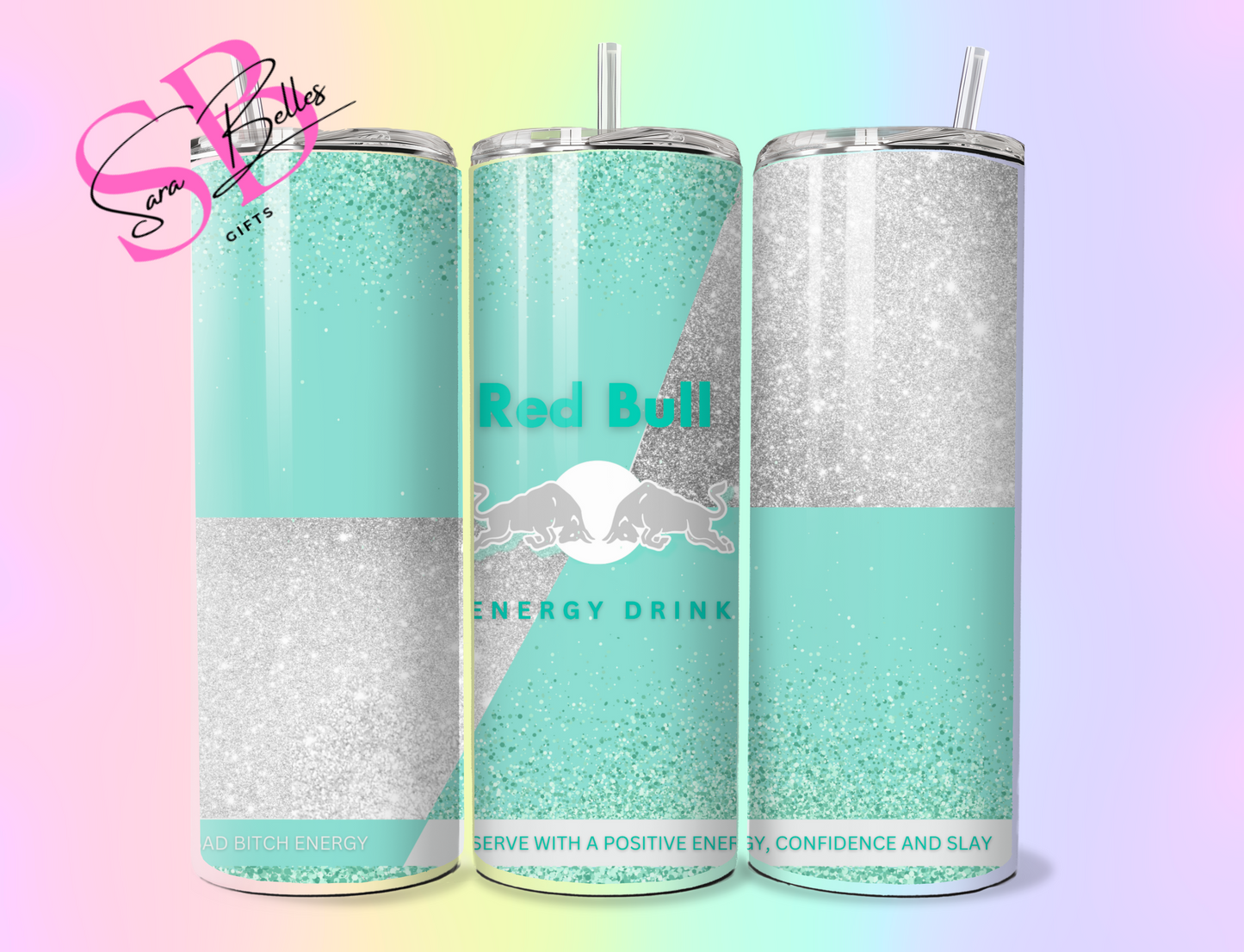 Red Bull Inspired 20oz Tumbler – Energy Drink Style Stainless Steel Tumbler with Lid & Straw – Multiple Designs Available