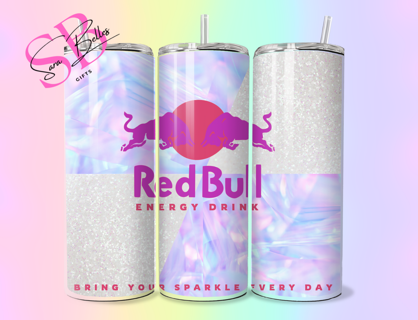 Red Bull Inspired 20oz Tumbler – Energy Drink Style Stainless Steel Tumbler with Lid & Straw – Multiple Designs Available