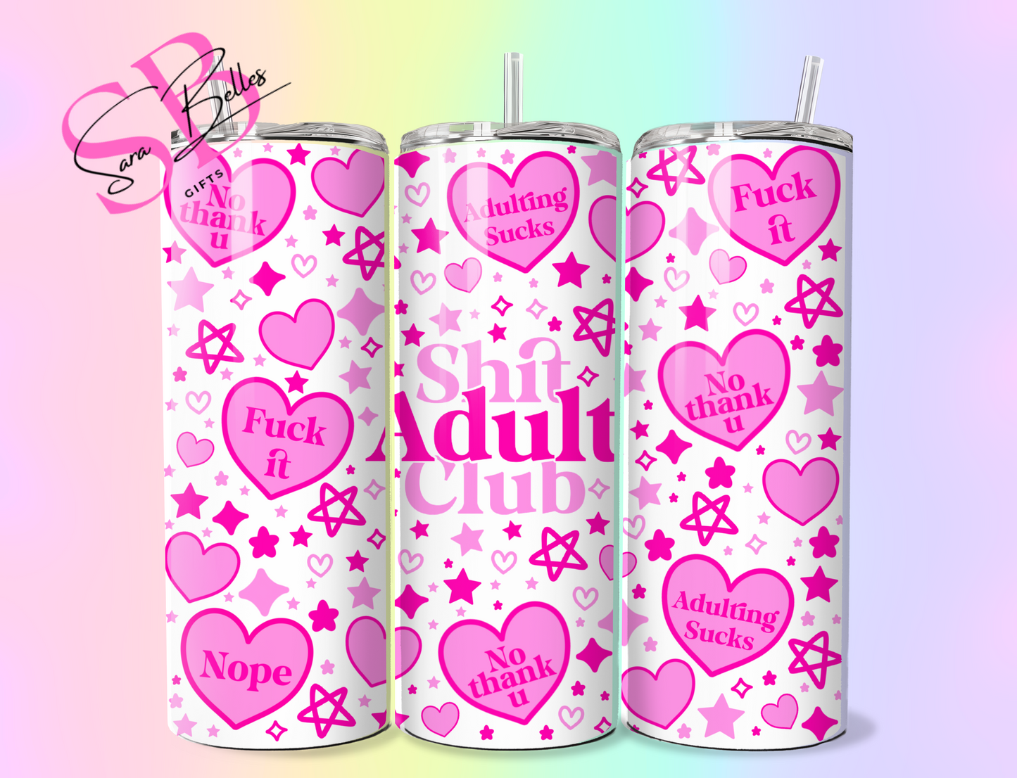 Shit Adult Club Tumbler – 20oz Stainless Steel Travel Cup for Sarcastic Adults & Humor Lovers