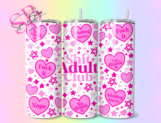 Shit Adult Club Tumbler – 20oz Stainless Steel Travel Cup for Sarcastic Adults & Humor Lovers