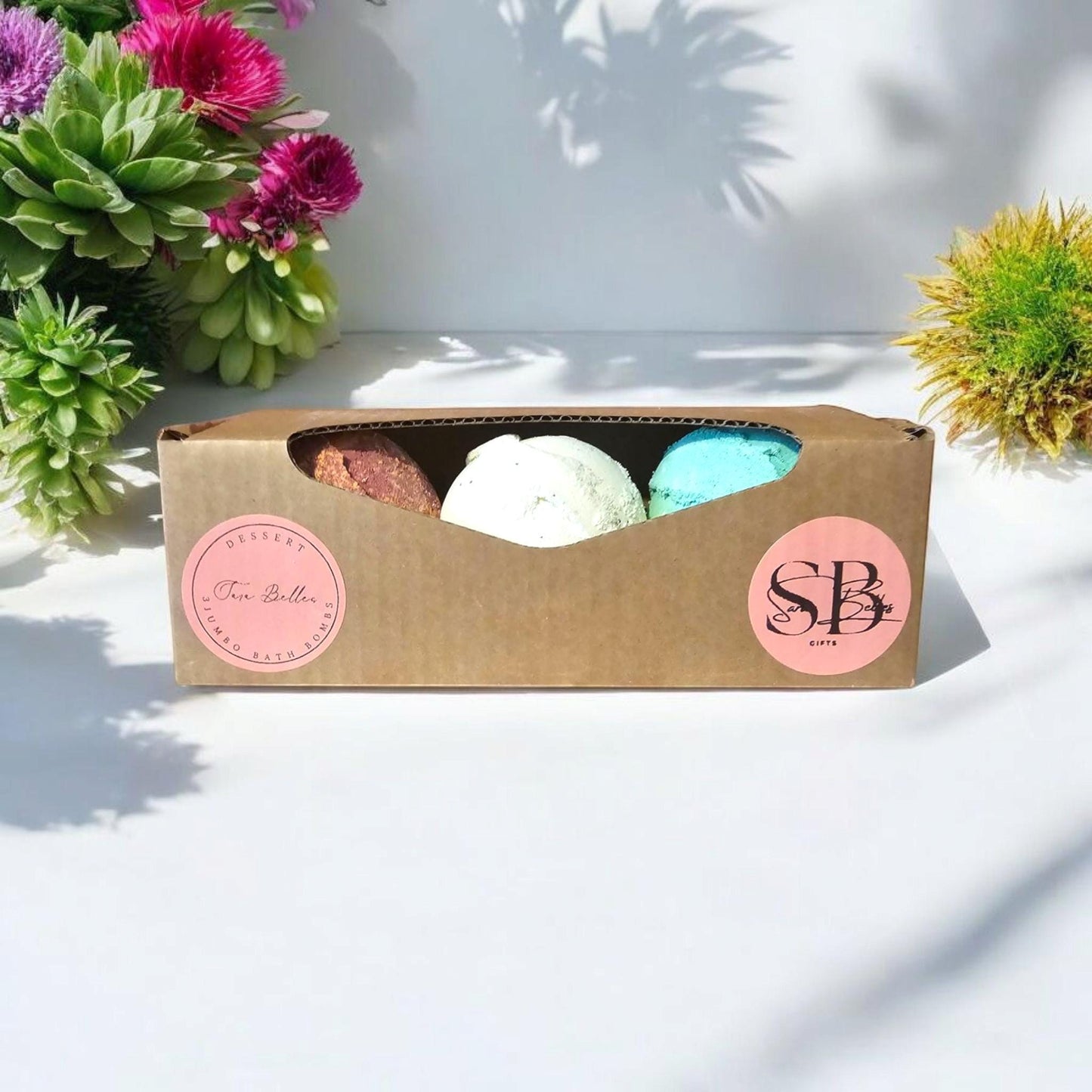 Sara Belles 3 Jumbo Bath Bomb Gift Set | The Dessert Collection | Vegan Friendly | Cruelty Free |