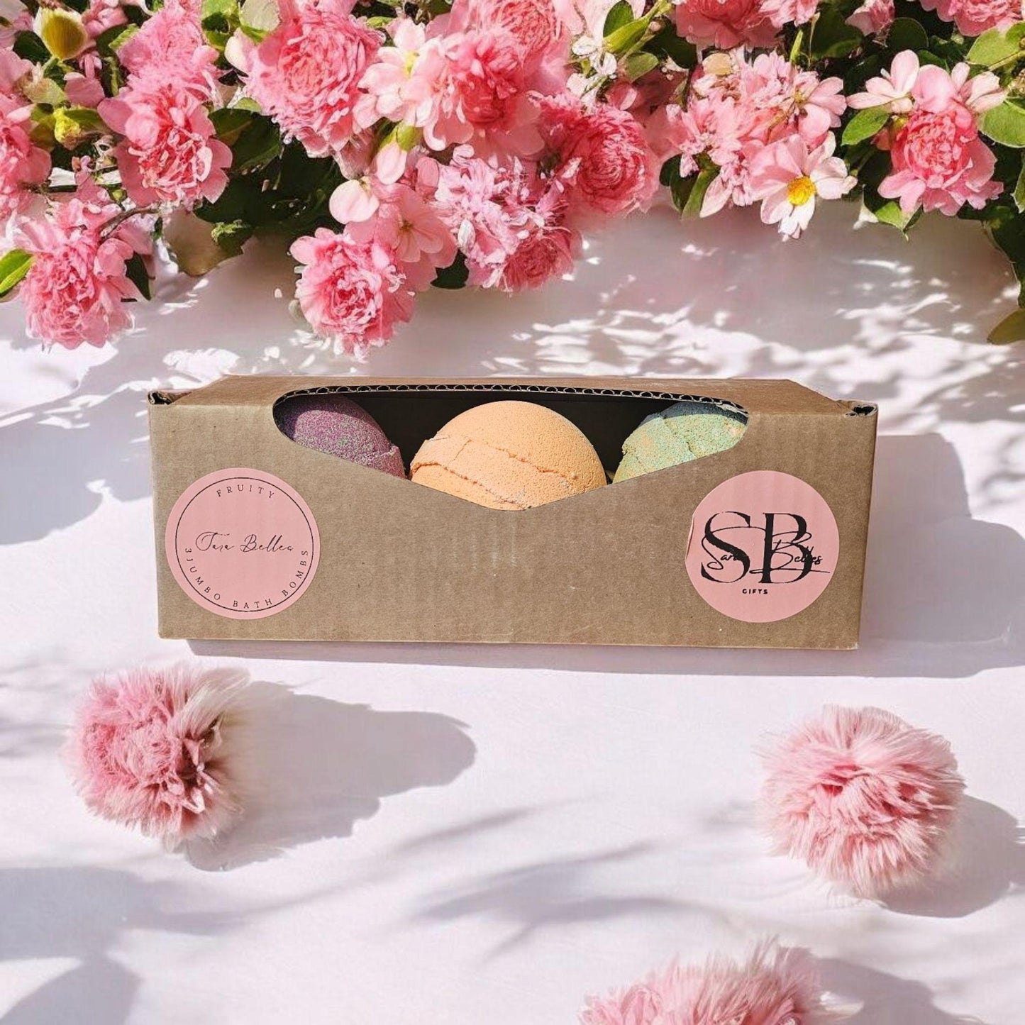 Sara Belles 3 Jumbo Bath Bomb Gift Set | The Fruity Collection | Vegan Friendly | Cruelty Free |