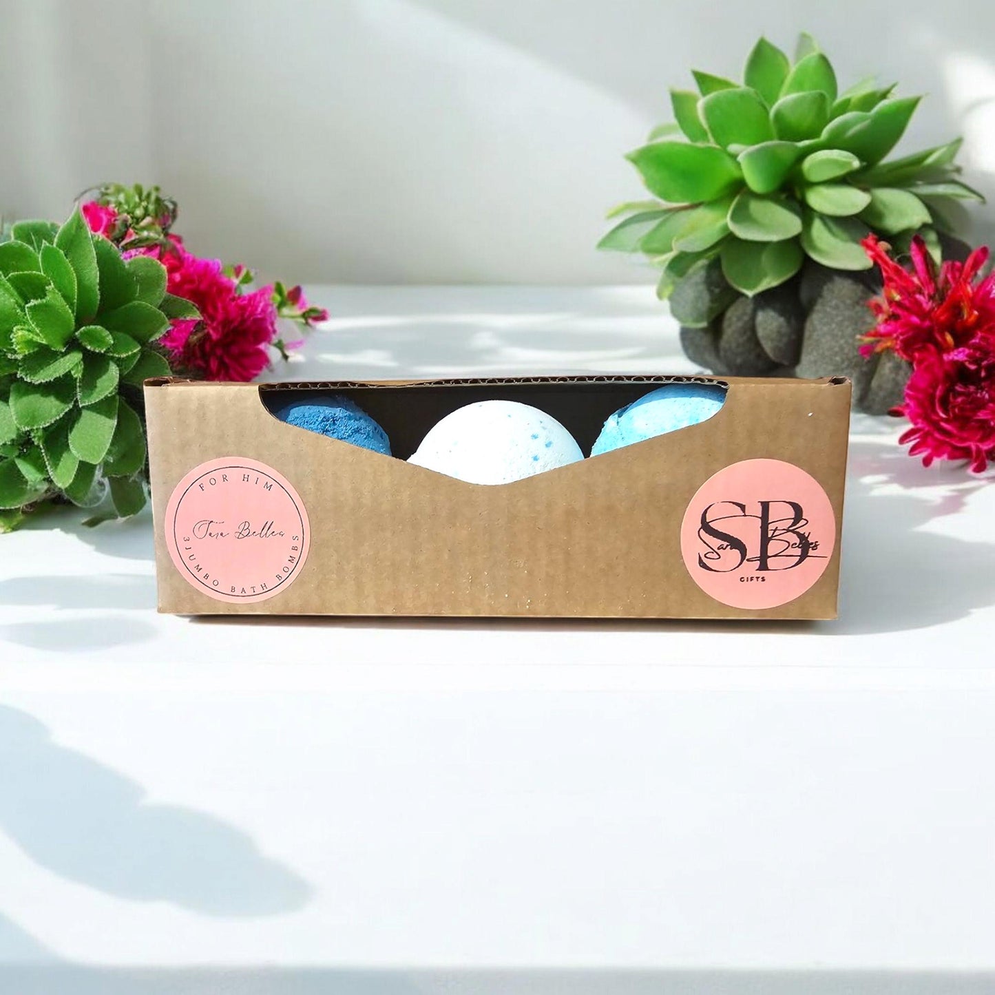 Sara Belles 3 Jumbo Bath Bomb Gift Set | The For Him Collection | Vegan Friendly | Cruelty Free |